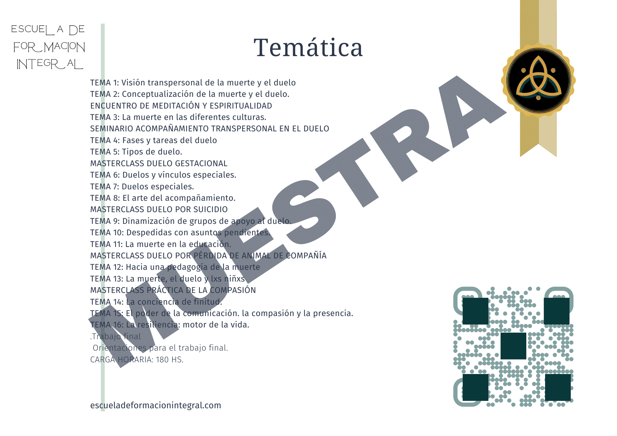 Certificado del Curso Psicopedagogía y Acompañamiento en Duelo